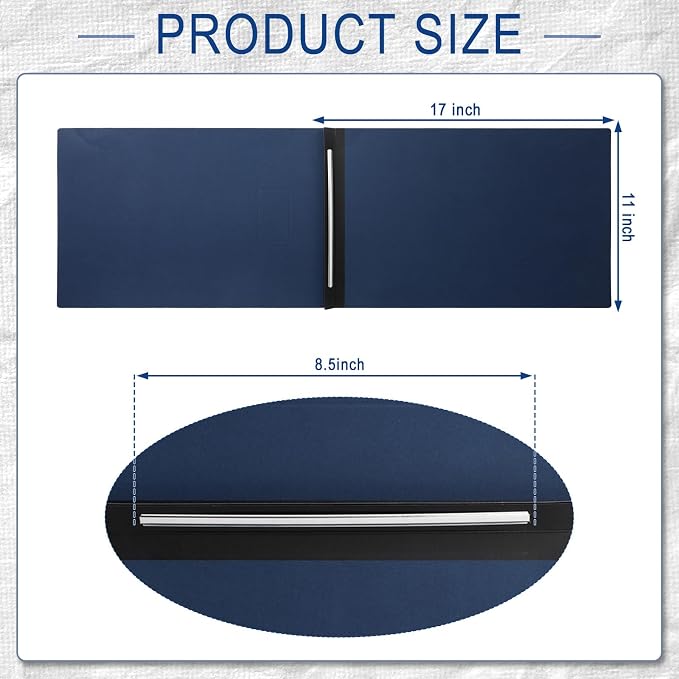 Fullhawl 10 Pcs 11x17 Inch Vertical Pressboard Report Cover, Navy Blue | Vertical Pressboard Binder Folder, With Metal Prong, 3'' Capacity, For Presentations Portfolio