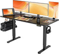 Claiks Electric Height Adjustable Standing Desk, 63x24 Inch, Black | Smooth Height Adjustment, 3 Memory Presets, Cable management hub & hook, Stable Steel Frame, 156 lbs Capacity, Easy Assembly