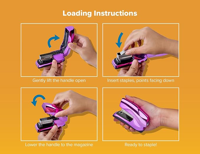 Bostitch Heavy Duty Stapler Value Pack, 40 Sheet Capacity, Metallic Purple