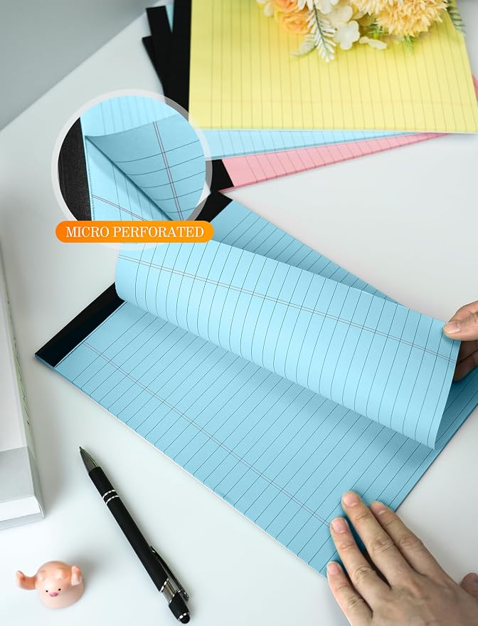 Colored Legal Pads 8.5 x 11, 2 Pack Pink Notebook Paper 8.5 x 11 Note Pads