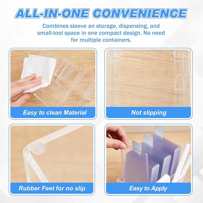 Acrylic Top Loaders Dispenser & Penny Sleeve Holder, Card Pack Dispenser with Pull-out Bottom Clear Desktop Storage Box for Trading TCG Sports Cards(3-in-1,4.2 x 4 x 3.6 Inch)