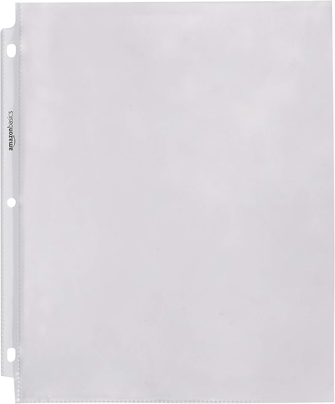 Amazon Basics Heavy Duty Sheet Protectors for 3 Ring Binder, Top Loading, Clear Plastic, 8.5 x 11 inch, 500-Pack