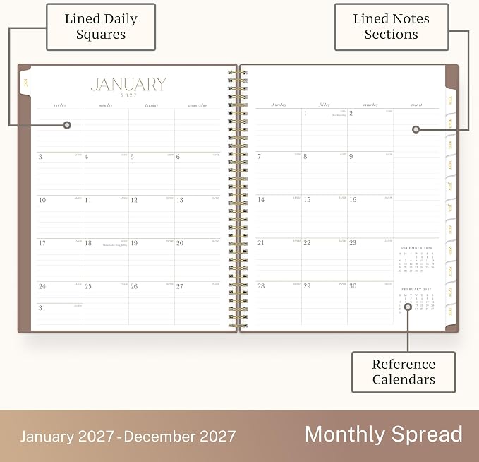 Blue Sky Life Note It 2027 Weekly & Monthly Planner, 8.5"x11", Solid Latte
