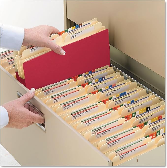Smead File Pocket, Straight-Cut Tab, 1-3/4" Expansion, Letter Size, Red, 25 per Box (73221)