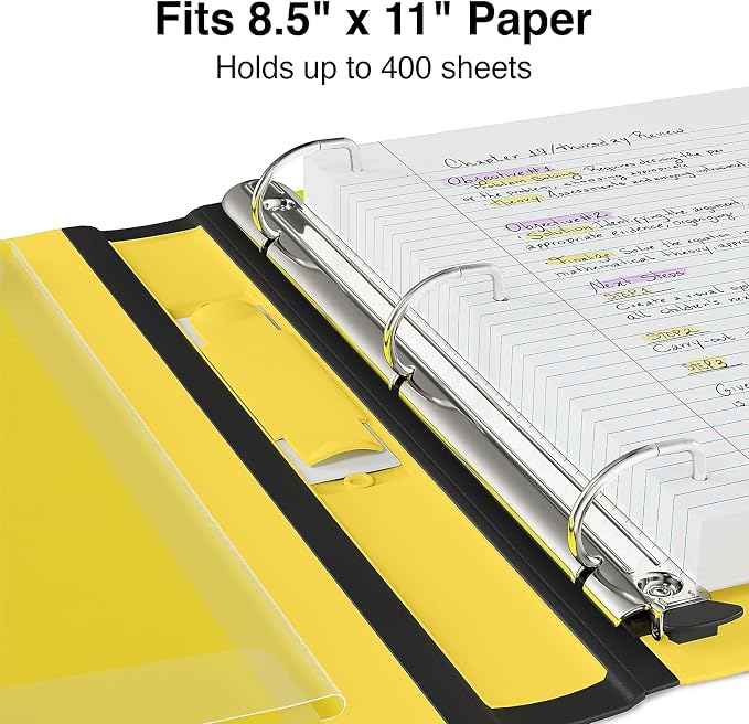Staples Better Binder, 1.5-Inch D-Ring View, Yellow, 350 Sheets | Reinforced spine for durable everyday use in office and school settings.