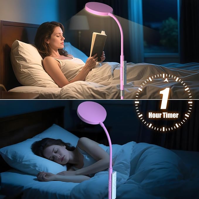 PACOVY Floor Lamp, Adjustable Height Floor Lamps for Living Room Bedroom, 120 LED Super Bright Standing Lamp Remote Control Dimmable Gooseneck Tall Stand Reading Lamp for Office Craft, Pink