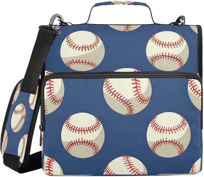 ALAZA Zipper Binder 3 Ring Baseball Sport Binder Organizer with Zipper and Shoulder Strap Large Capacity Multi-Pocket Trapper Keeper File Folder for Office Supplies