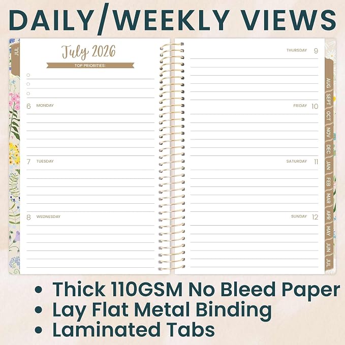 bloom daily planners 2026-2027 Academic Year Pocket Planner (July 2026 - July 2027) 13 Months - SMALL 4” x 6” Weekly Monthly Agenda Organizer & Calendar Book - Garden Party, Beige