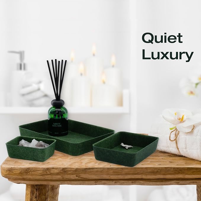 7-Piece Felt Drawer Organizer Bins, Dividers Tray Set, Forest Green