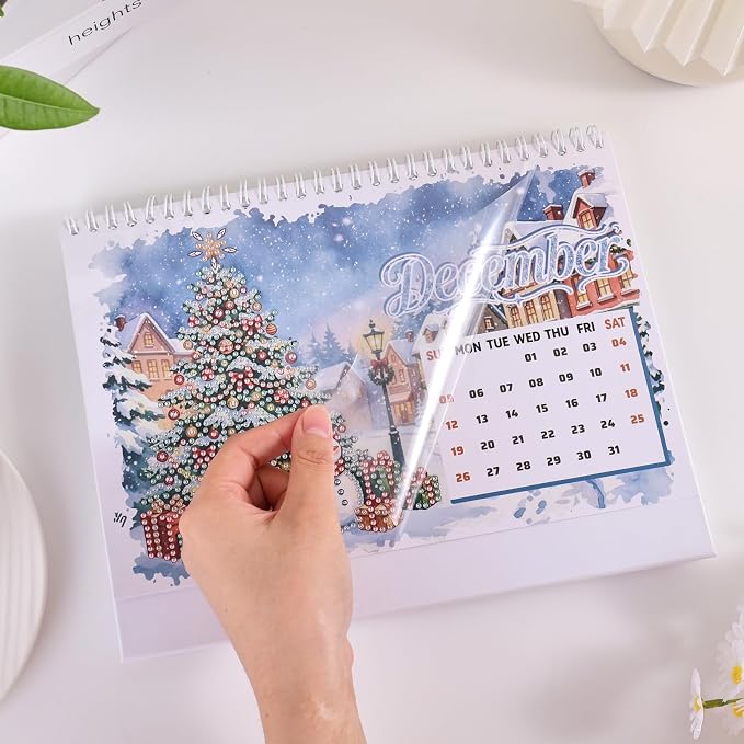 icceemee 2027 Calendar Desk Calendar DIY Diamond Painting Art with Animals theme Calendar, Monthly Flip Planner with To-Do List, Handmade Craft for Office & Home Decor Gift