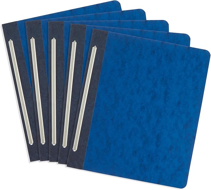 Blue Summit Supplies 25 Pressboard Report Covers, Side Fastener, Navy | Heavy-duty 25pt pressboard, metal prong side fastener, letter size, for reports and business presentations