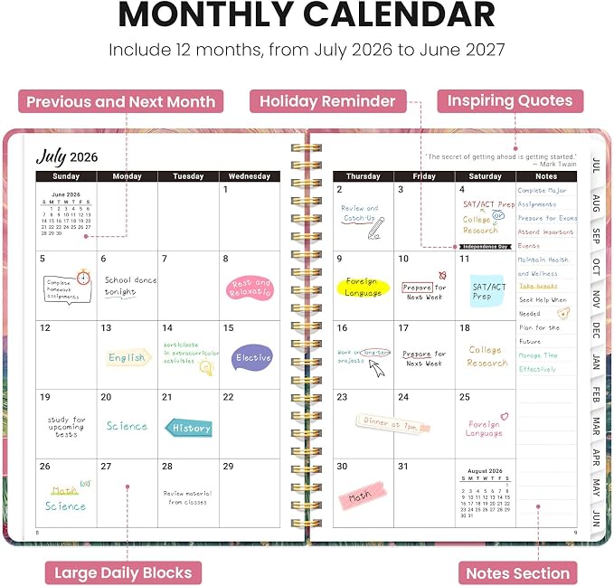 ZOTIA Planner 2026-2027 Weekly & Monthly Calendar Planner Jul 2026-Jun 2027