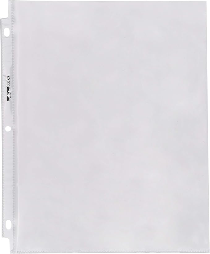 Amazon Basics Sheet Protectors for 3 Ring Binder, Top Loading, Clear Plastic, 1200-Pack