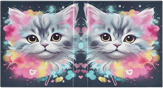 Colorful Cat 3 Ring Binder Letter Size 1.5 Inch Binders 3 Ring with Clipboard & 3 Pockets Three Ring Binder Organizer for Girls School Supplies 1 Pack