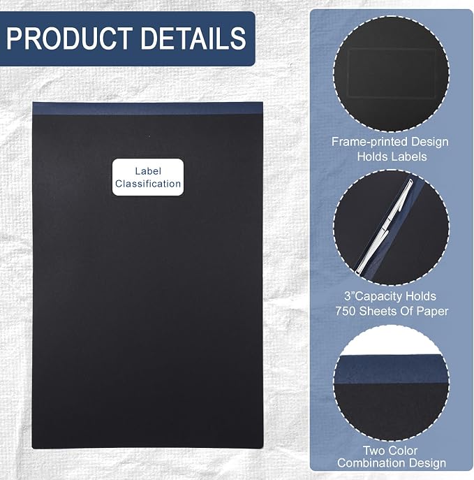 Fullhawl 10 Pcs Vertical Pressboard Report Cover 11x17 Pressboard Binder Folder with Metal Prong Presentations Portfolio Binder, 3'' Capacity to Neatly Bind Reports, Proposals(Black,11 x 17 Inch)