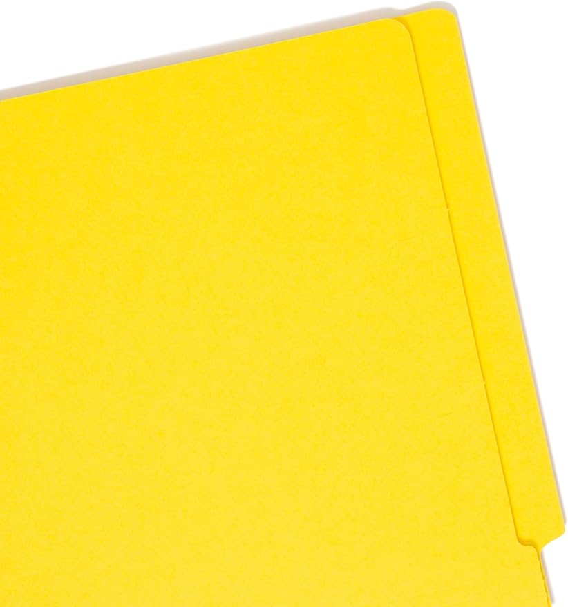 Smead End Tab Fastener File Folder, Shelf-Master® Reinforced Straight-Cut Tab, 2 Fasteners, Letter Size, Yellow, 50 per Box (25940)