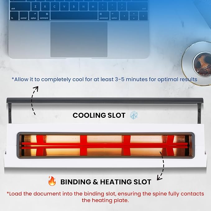Mxmoonant Thermal Binding Machine, Max 320 Sheets, 3-Min Preheat, Compact | 60s Heating, w/5pcs Letter Size Binding Covers, LED & Sound Guidance, A4/Letter/A5 Paper Size, for Offices, School Projects