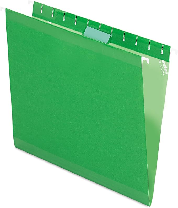 Pendaflex Reinforced Hanging File Folders, Letter Size, Bright Green, 1/5 Cut, 25/BX (4152 1/5 BGR)
