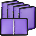 Teling 4 Pcs 1 Inch Zipper Binder 3 Ring Organizer, Purple | Secure Zipper Closure, Refillable 3 Ring Design, Handle Carry, Fits Letter Size Papers for School, Office and Projects