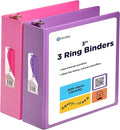 3 Inch Binder (2 Pack) Pink and Purple 3 Ring Binder 3 inch, Clear View Cover with 2 Inside Pockets, Three Ring Binders for Home, Office and School Supplies - Enday