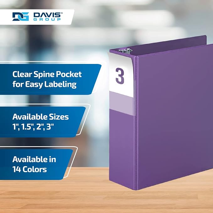 Premium Economy 6-Pack 3-Ring Binders for School or Office, D-Ring Binders, 3 Inch, Purple
