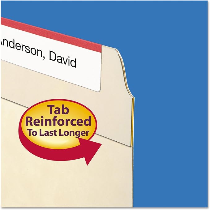 Smead File Folder, Reinforced 1/5-Cut Tab, Assorted Positions, Letter Size, Manila, 100 per Box (10356)