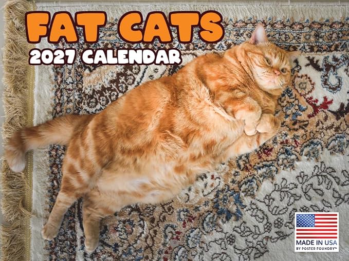 Fat Cat Calendar 2027 Monthly Wall Calender 12 Month