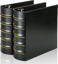LETVPVOW 2 Pcs Vintage Hardback 3 Ring Binder 3 Inch, Professional Leather Binder 3 Ring, Three Ring Binders Fits 8.5 x 11, D Ring Binders for Home, School and Office- (1 Black and 1 Dark Green)