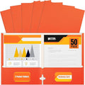 Better Office Products Two Pocket Portfolio Folders, 50-Pack, Orange, Letter Size Paper Folders, 50 Pieces, Orange
