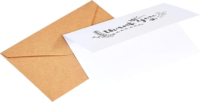 Amazon Basics Thank You Cards and Envelopes, Black and White, 4" x 6", 48 Count (Pack of 10)