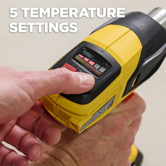 Wagner Spraytech FURNO 550 18V Cordless Heat Gun, 1 Battery | Cordless 18V variable temp, heat gun, 550°F to 1000°F, includes one battery and charger for portable heating applications.