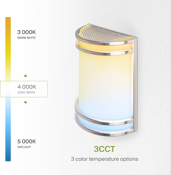 ASD Indoor LED Wall Sconce Lights - 8 Inch 15W Brushed Nickel Modern LED Wall Sconces Hardwired - ETL Dimmable 3000K 4000K 5000K Adjustable Sconce Light Fixture for Bedroom, Hallway