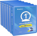COMIX Sturdy 1 Inch 3 Ring Binder with Clear View Cover | 1"Heavy Duty Round Ring,PVC-Free Board,Holds 200 Letter Sheets,Wholesale for Offices & Classrooms,6 Pack (Light Blue)