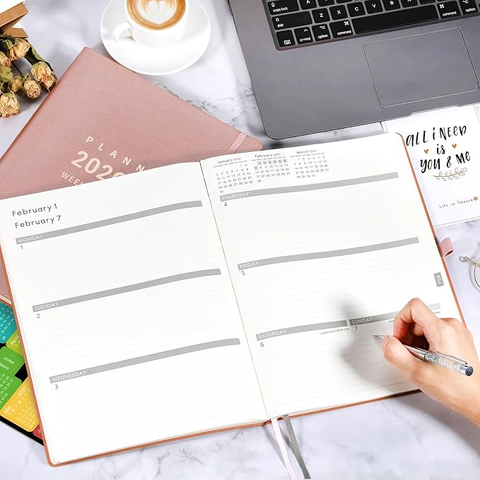 Planner 2026-2027 - Jul 2026 - Jun 2027, 8.5" x 11" 2026-2027 Planner Weekly and Monthly, Faux Leather Cover, Pen Holder, Pocket, 25 Notes Pages, A4 Premium Paper - Pink