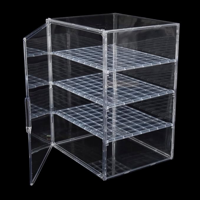 4-Tier Transparent Storage Organizer,11.81x9.84x15.75 inches | Clear Acrylic Display Case, Dustproof Protection for Figures and Collectibles,Magnetic Door