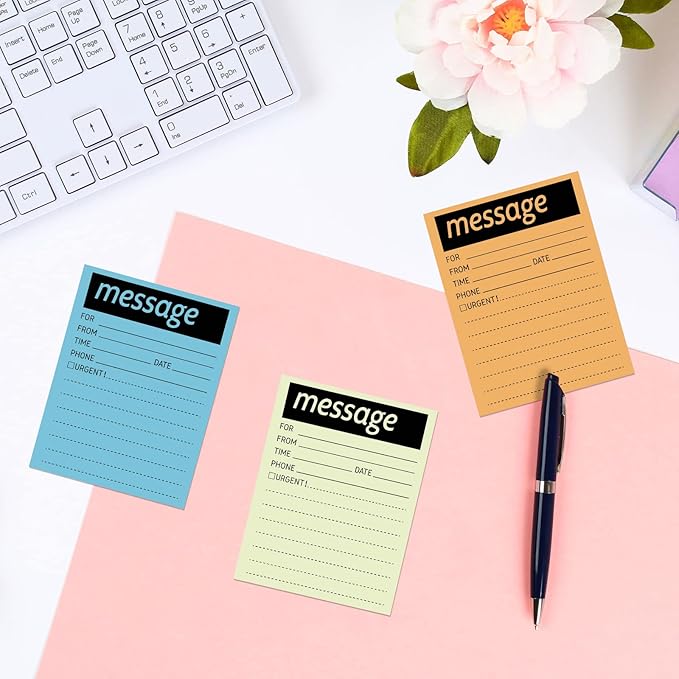 Geyee 9 Pieces Telephone Message Sticky Notes Pads 4 x 5 Inch Assorted Neon Colors Sticky Notes Urgent Self Stick Notepads for Work Call, Office Supplies, 50 Sheets/Pack(Soft Colors)