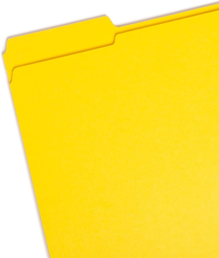 Smead File Folder, Reinforced 1/3-Cut Tab, Letter Size, Yellow, 100 per Box (12934)