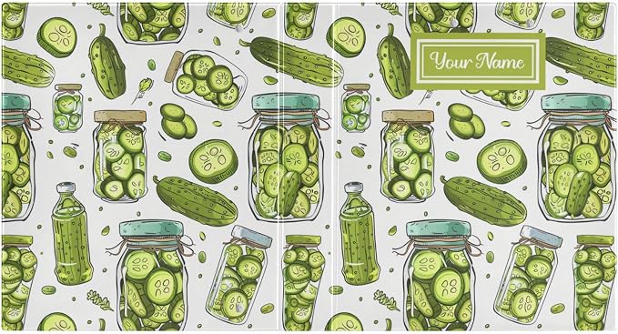 Custom Cucumbers and Pickles Personalized 3 Round Ring Binders | 1.5 Inch Binder with Clipboard, PVC Pockets, Work Organizer, Holds 200 Sheets for School Office 1 Pack