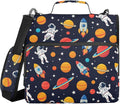 Aslsiy Zipper Binder Bag for Girls Boys Astronauts Rockets Planets Stars (4) Kids 2 inch 3-Ring Binder Organizer with Shoulder Strap for School Office Supplies