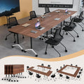 Folding Conference Table 4ft 5ft, Foldable Office Meeting Desk for 6 People, Multiple Sizes Colors Mobile Conference Room Table for Training Room School Business Furniture (6, Walnut, 55in)