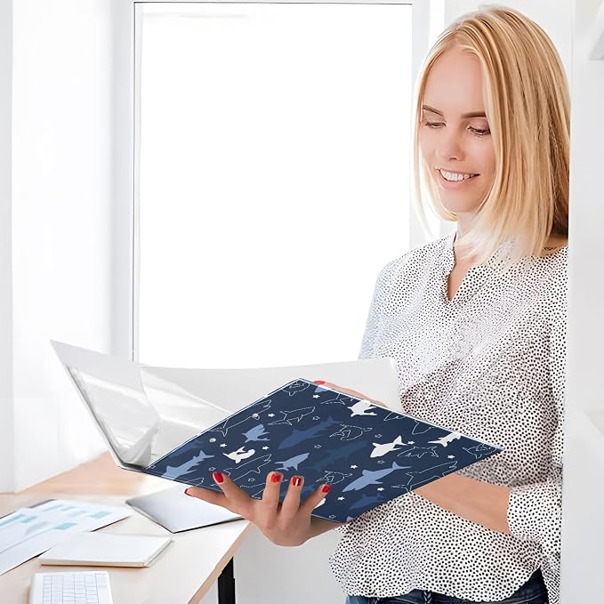 3 Ring Binder Shark Cartoon 1.5 Inch Three Ring Binder | Cute Binder with 3 Storage Pockets for Women School Office Supplies
