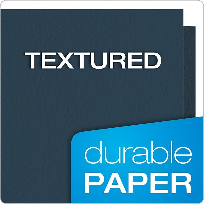 Oxford Twin-Pocket Folders, Textured Paper, Letter Size, Dark Blue, Holds 100 Sheets, (57538EE) 25 Count (Pack of 5)