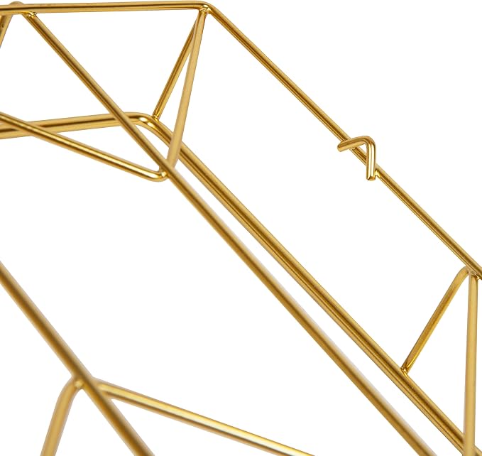 Mind Reader Gold Geometric Paper Tray, Modern Organizer for Documents, Folders, and Office Supplies, Durable and Stylish, Metal, Gold