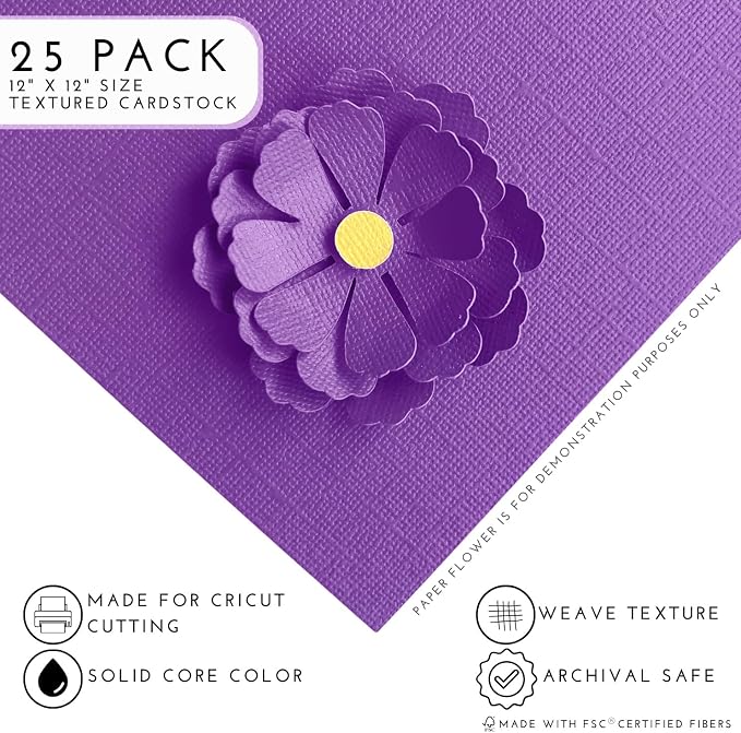 Dutch Iris—12x12 Textured Cardstock | 80lb Textured Purple Scrapbook Paper | Premium Cardstock for Cricut Cutting | 25 Sheets