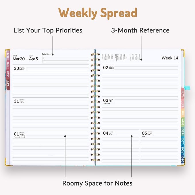Forvencer 2026 Planner, Weekly and Monthly Calendar Planner for Women | Jan 2026 - Dec 2026, 8.5x11", Hardcover Planning Agenda book, Cute Journal Organizer Notebook for Office School