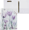 3 Ring Binder, Purple Tulips Flowers Pastel File Folder Holds 200 Sheets File Storage for Women Men School Office Supplie