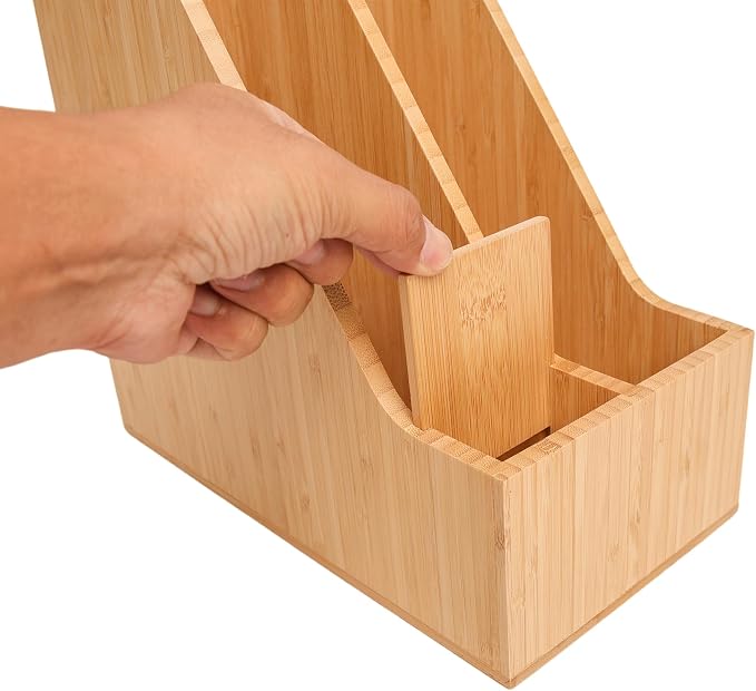 Bamboo File Folder Holder Book Holder Document Rack | Document Cabinet Rack, Storage Organizer, Small Magazine Shelf, For Home, Office