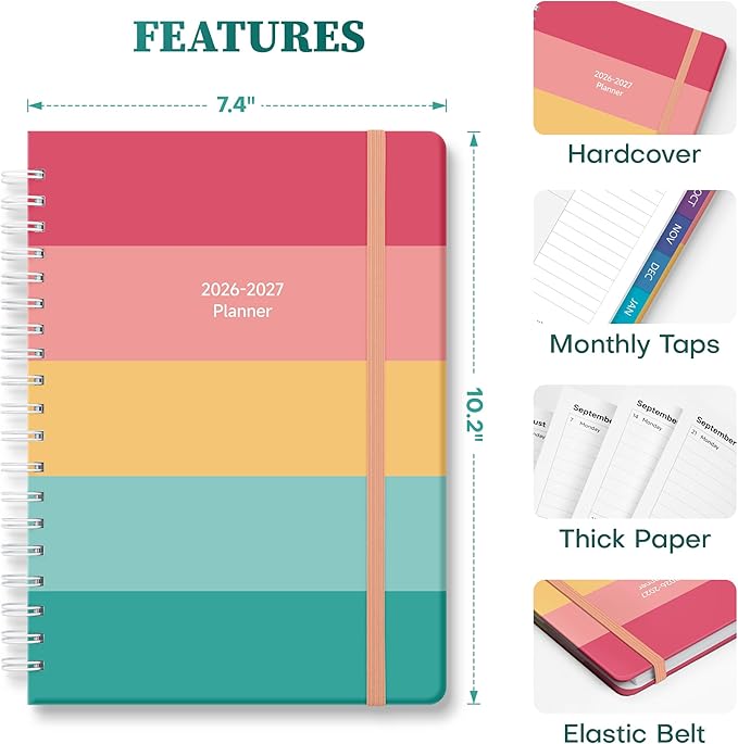 Planner 2026-2027 Weekly & Monthly Academic Planner, 7.4" x 10.2"