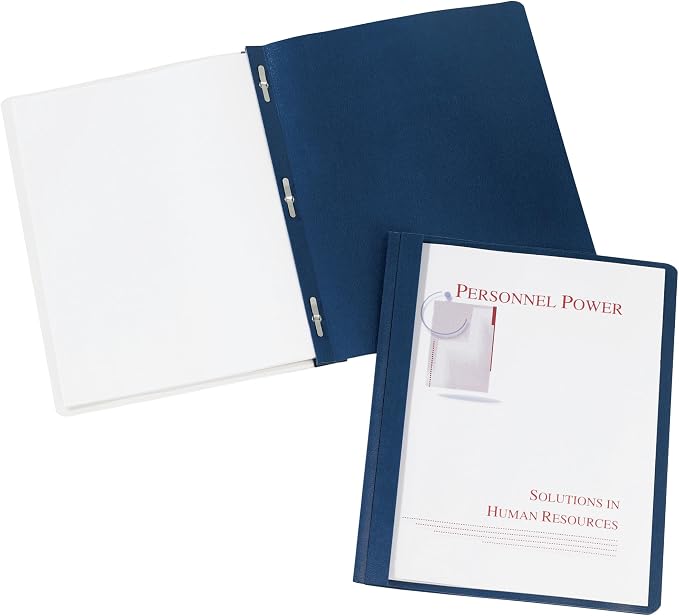 Avery® Durable Clear Front Report Covers, 3 Double-Prong Fasteners, Holds up to 25 Sheets, 25 Blue Covers (47961)