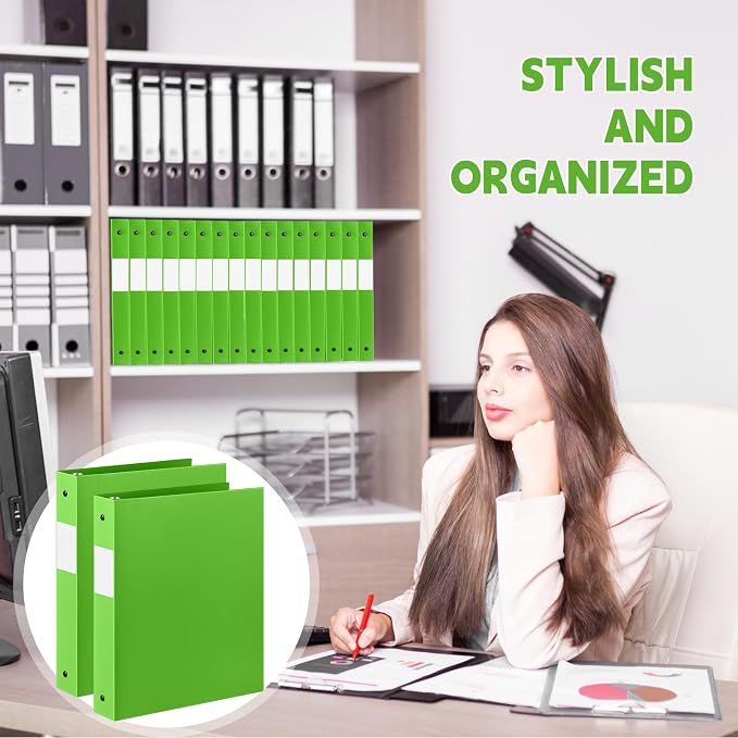 Henoyso 36 Pack 1 Inch 3 Ring Plastic Binders, Bulk Flexible PP Binders for Classroom & School Supplies, Letter Size 8.5 x 11, Holds 240 Sheets with Interior Pocket (Tender Green)